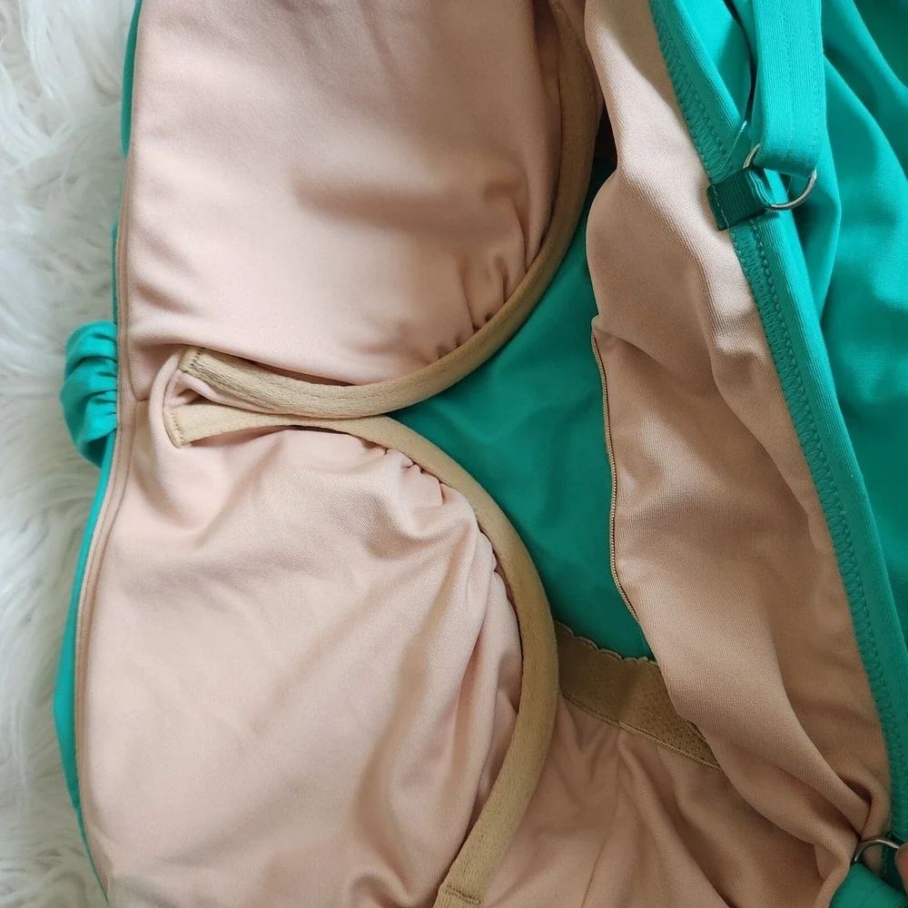 Lands End Underwire Tankini Tank Swim Top Womens Sz 6 Ruffles‎ Rouched Aqua